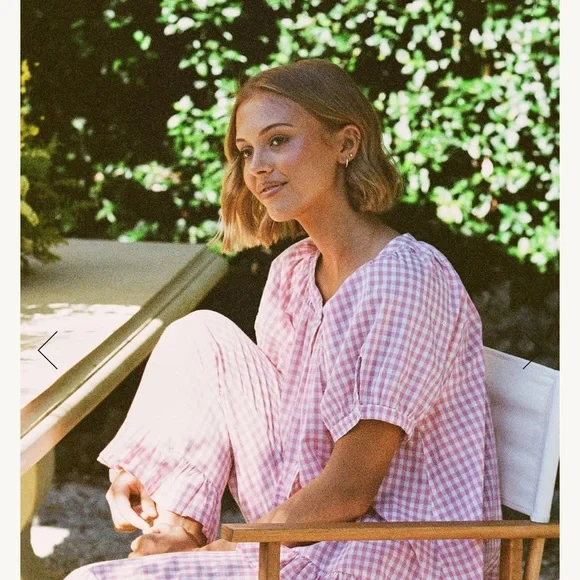 NWT! Piyama Pink Gingham Top/Blouse, Size Small - Picture 3 of 9